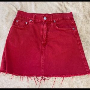 Brandy Melville Red Denim Skirt